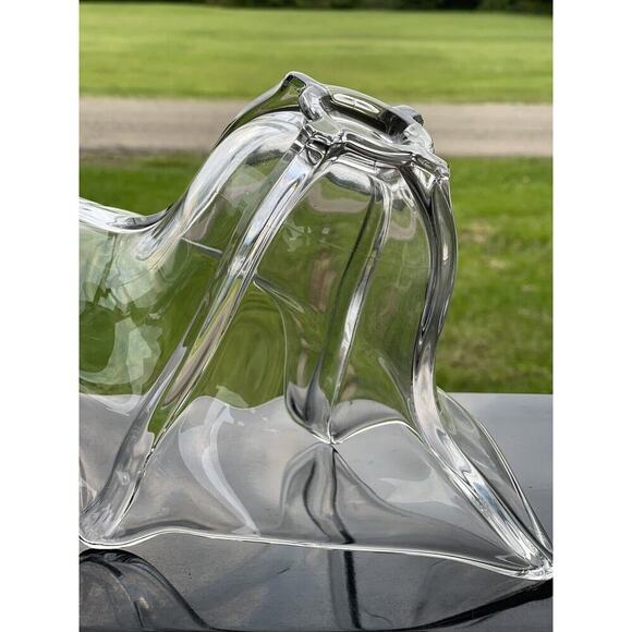 Vintage Duncan Miller Glass‎ Clear Crimped Flared Pointed Console Vase Bowl - Picture 6 of 12